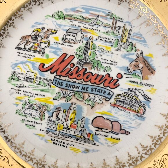 Sabin 22K Crest-O-Gold State Plate Missouri Tourist Keepsake Souvenir VINTAGE - Picture 5 of 5